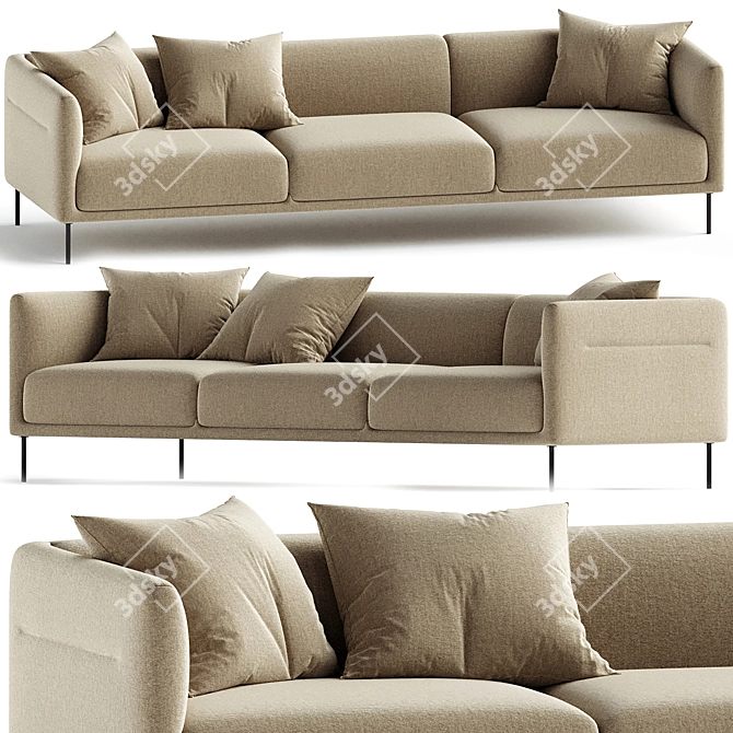 Modern Comfort Konami 3-Seater 3D model image 1