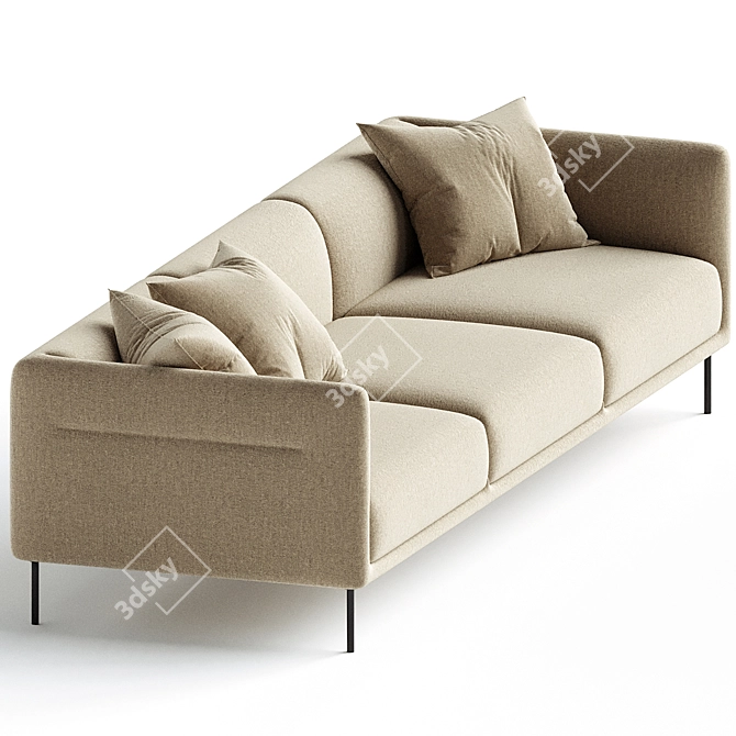 Modern Comfort Konami 3-Seater 3D model image 2