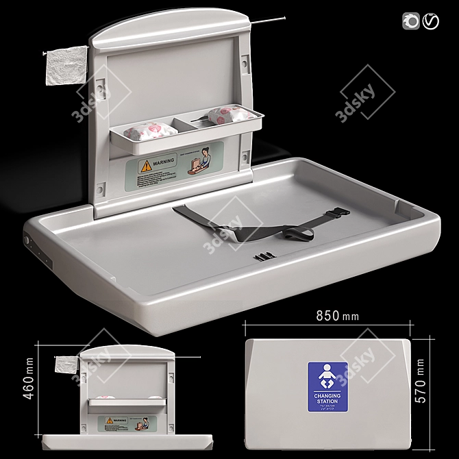 Foldable Baby Changing Station 3D model image 1