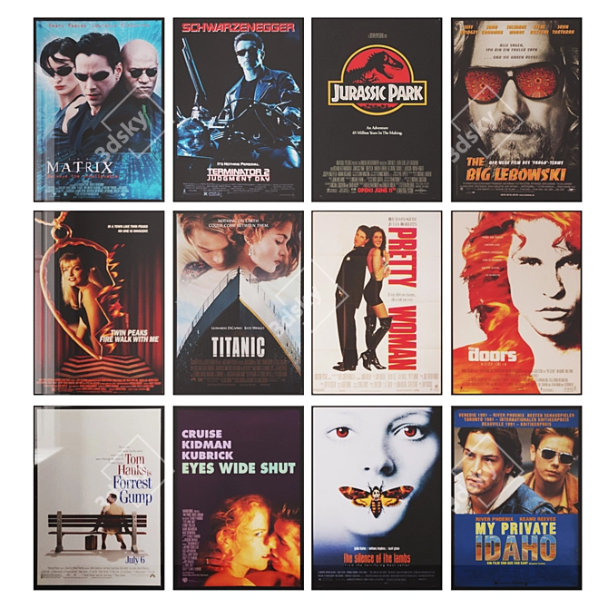 90s Movie Posters A1 Format 3D model image 1