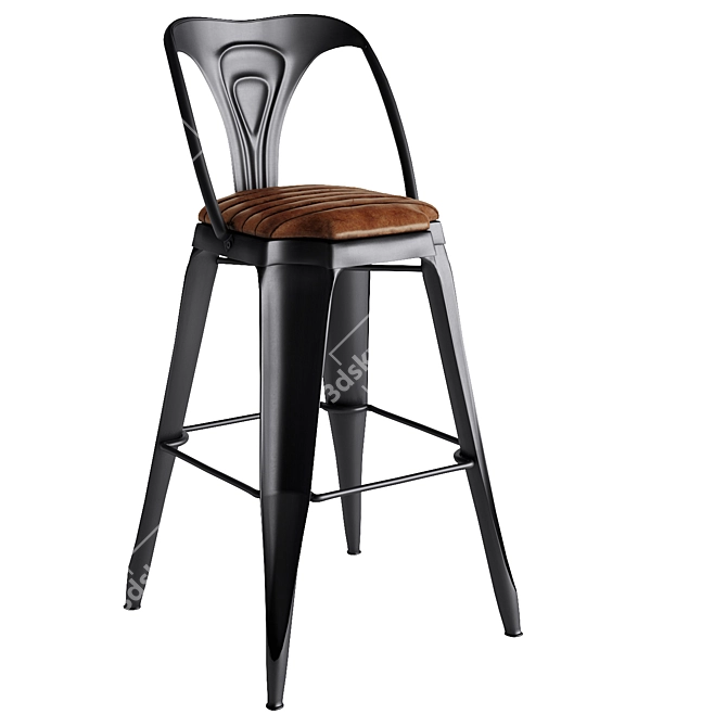 Industrial Style Gray-Natural Iron Stool 3D model image 2