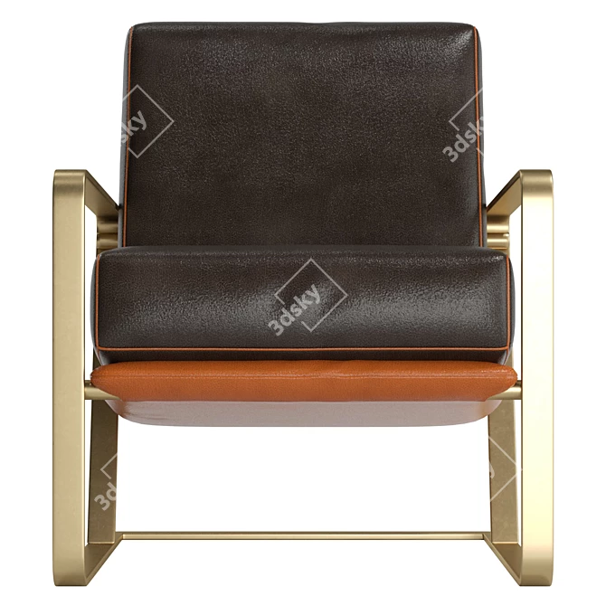 Luxury Sled Base Leather Chair 3D model image 2