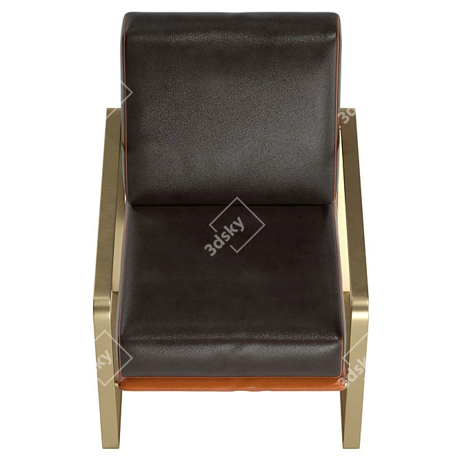 Luxury Sled Base Leather Chair 3D model image 3