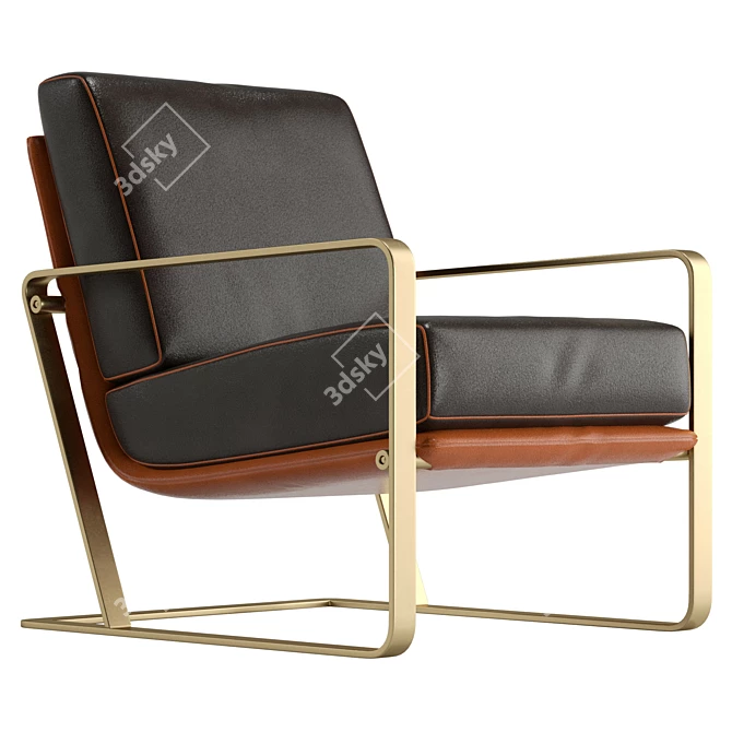 Luxury Sled Base Leather Chair 3D model image 4