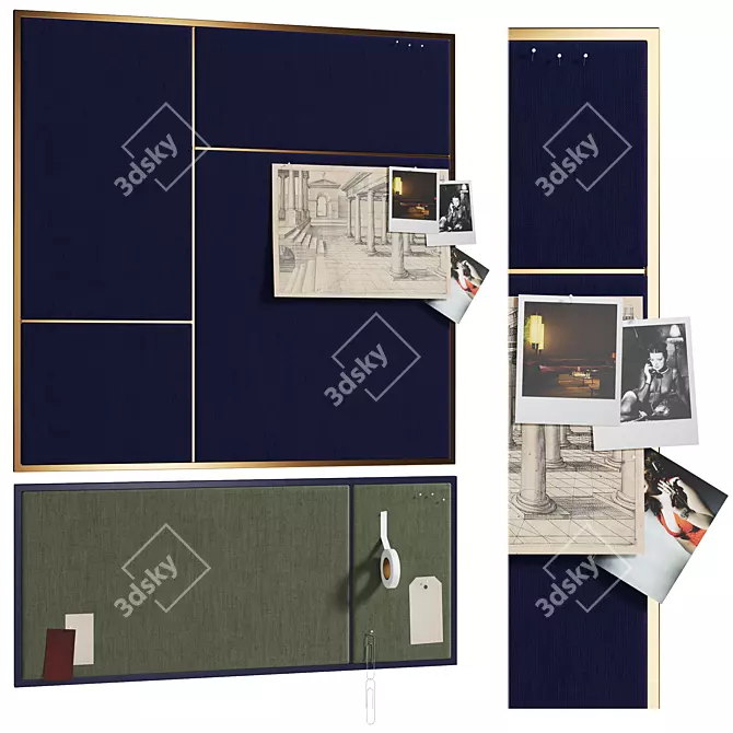 Chic Fabric-Covered Trio Boards 3D model image 3