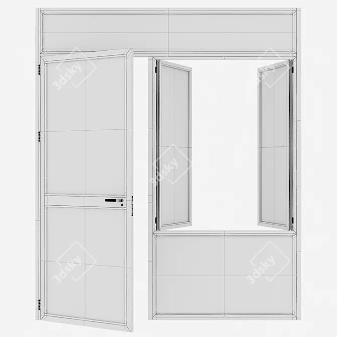 Corona Aluminium Door 313 Render 3D model image 4