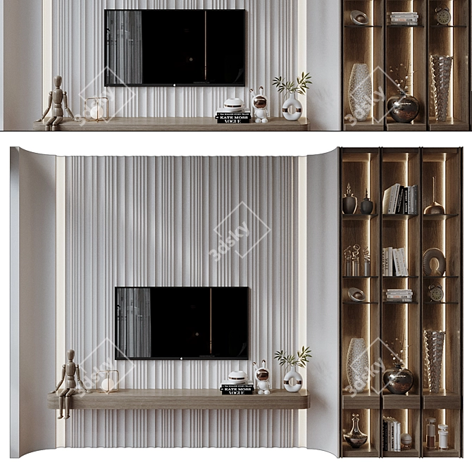 Modern TV Wall Decor Shelf 3D model image 1