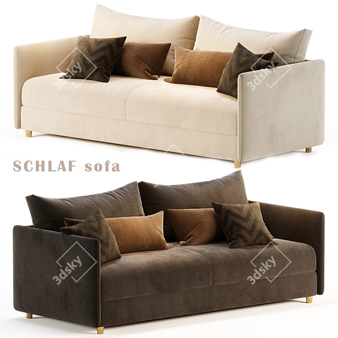  Modern 3-Piece Sofa Bed 3D model image 1