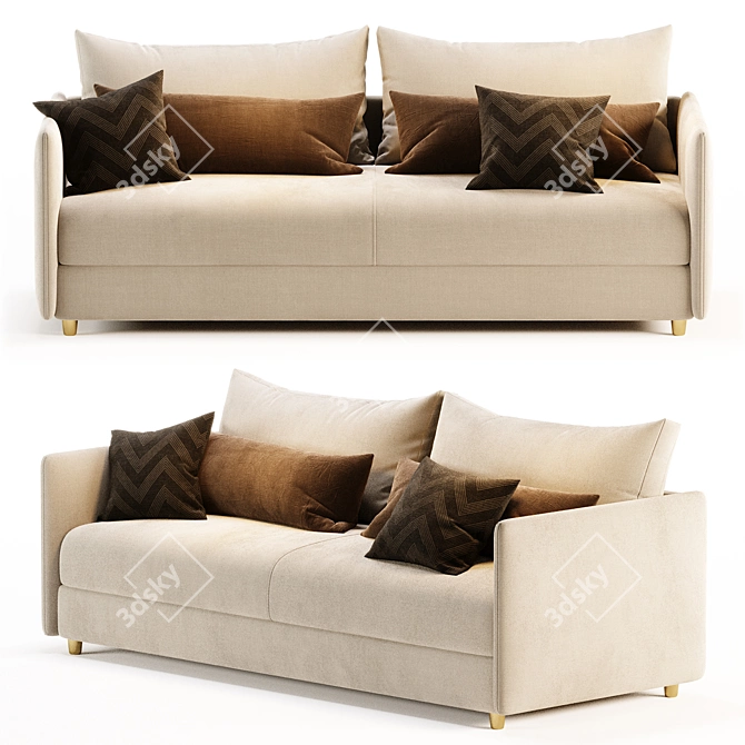  Modern 3-Piece Sofa Bed 3D model image 2