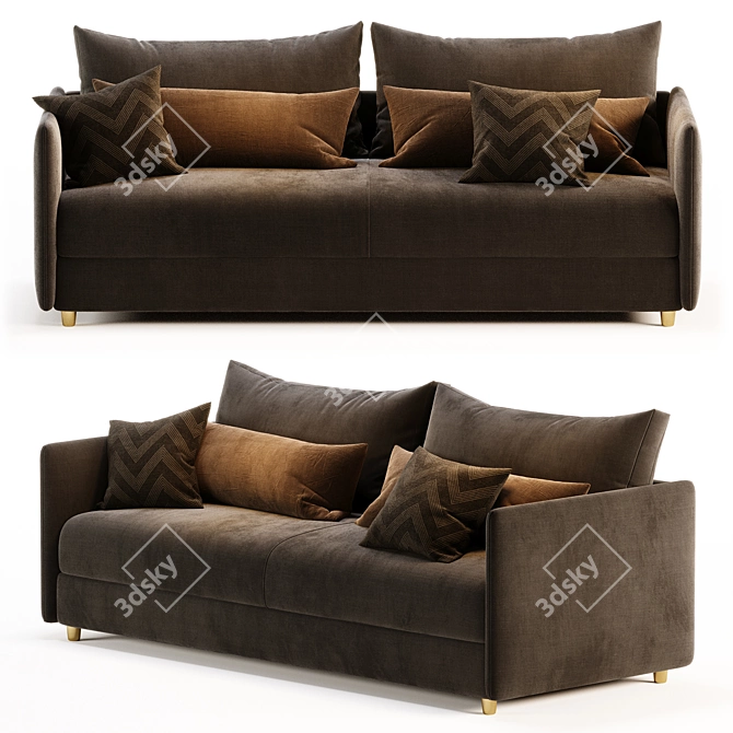  Modern 3-Piece Sofa Bed 3D model image 3