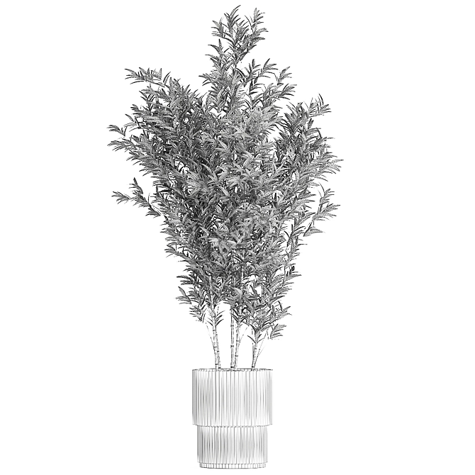 Elegant Bamboo Bush in White Floral Pot. Collection 1272 3D model image 7