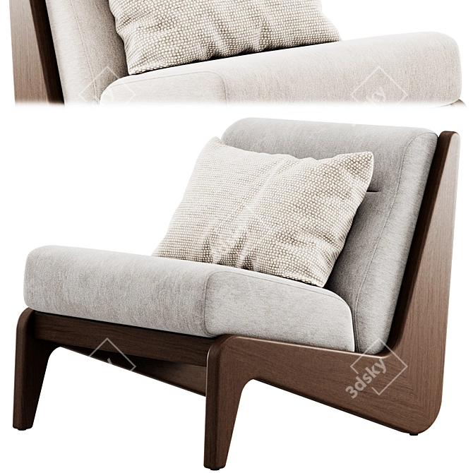 Soho Home Fletcher Wooden Armchair 3D model image 2