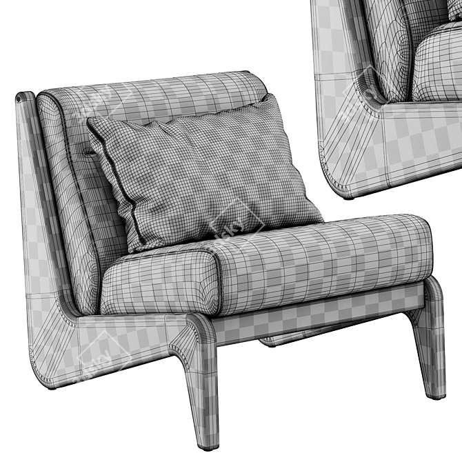 Soho Home Fletcher Wooden Armchair 3D model image 5