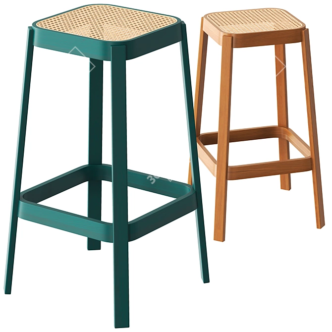 Vibrant Cane Bar Stool 3D model image 1