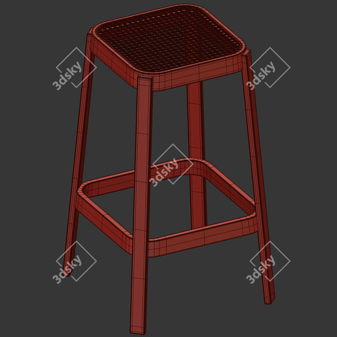 Vibrant Cane Bar Stool 3D model image 4