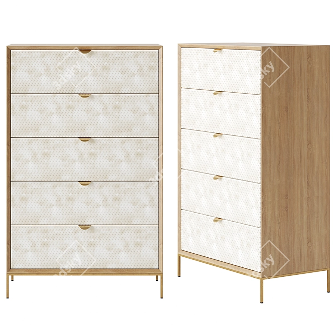 Zodiac-Inspired Five-Drawer Dresser 3D model image 1