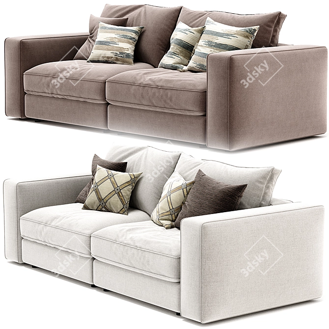 Minimalist Blanche Soho Sofa 3D model image 3