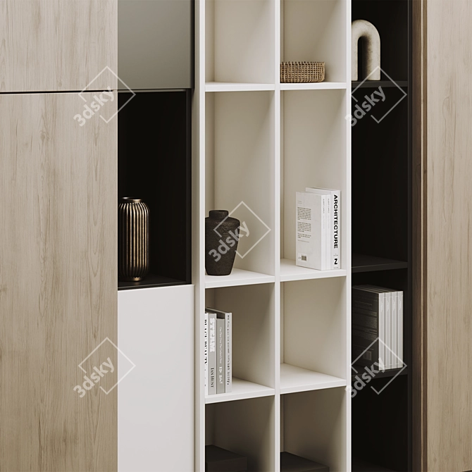 Modern Bookcase Furniture 3D Model 3D model image 2