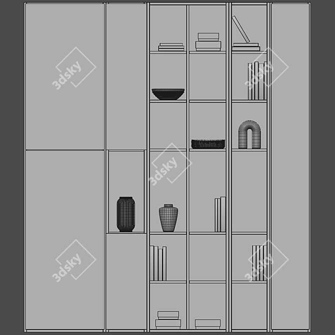 Modern Bookcase Furniture 3D Model 3D model image 4