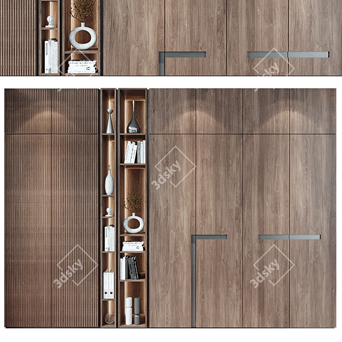 Luxury Wood Bookshelf: Modern Design 3D model image 1