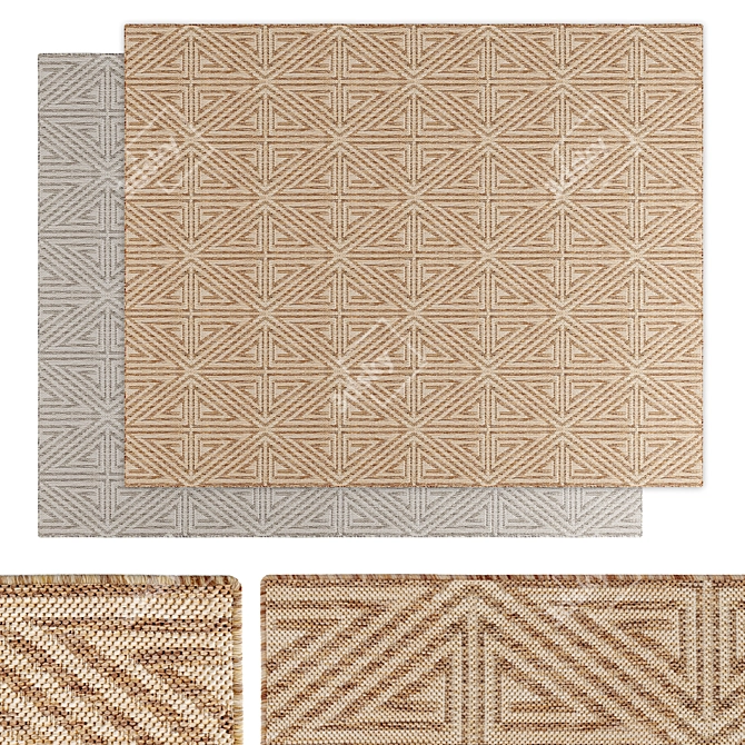 Elegant Kite Trellis Area Rug 3D model image 1