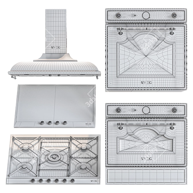 Sleek Smeg Cortina Appliance Set 3D model image 7