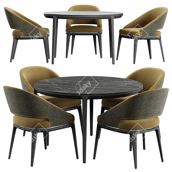 Modern Round Dining Set Furniture 3D model image 1