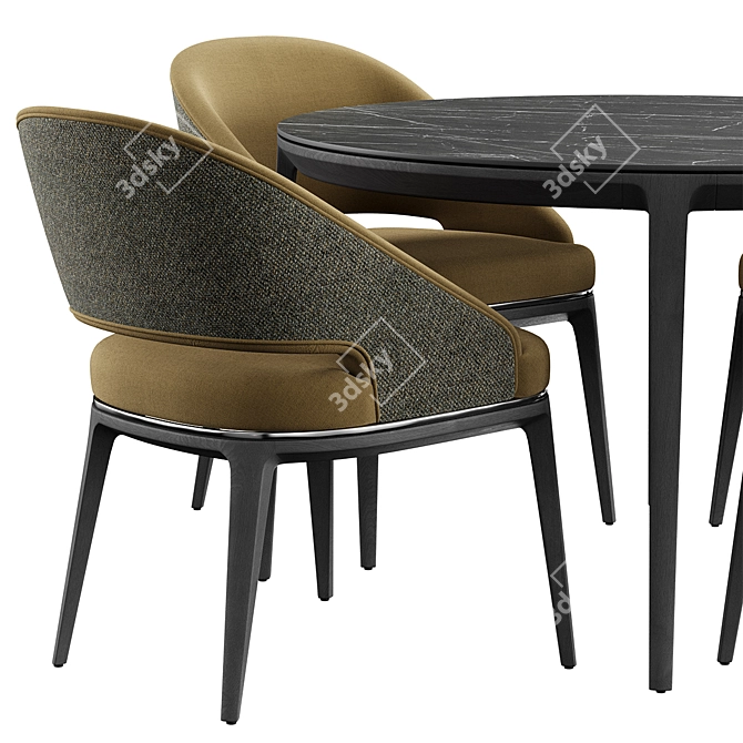 Modern Round Dining Set Furniture 3D model image 3