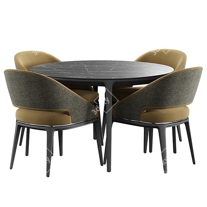 Modern Round Dining Set Furniture 3D model image 5