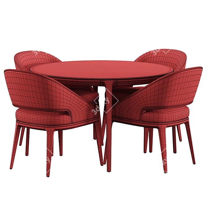 Modern Round Dining Set Furniture 3D model image 7