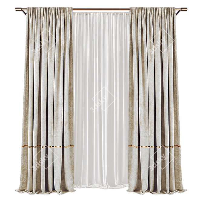 Modern Curtain Panel Design 3D model image 1