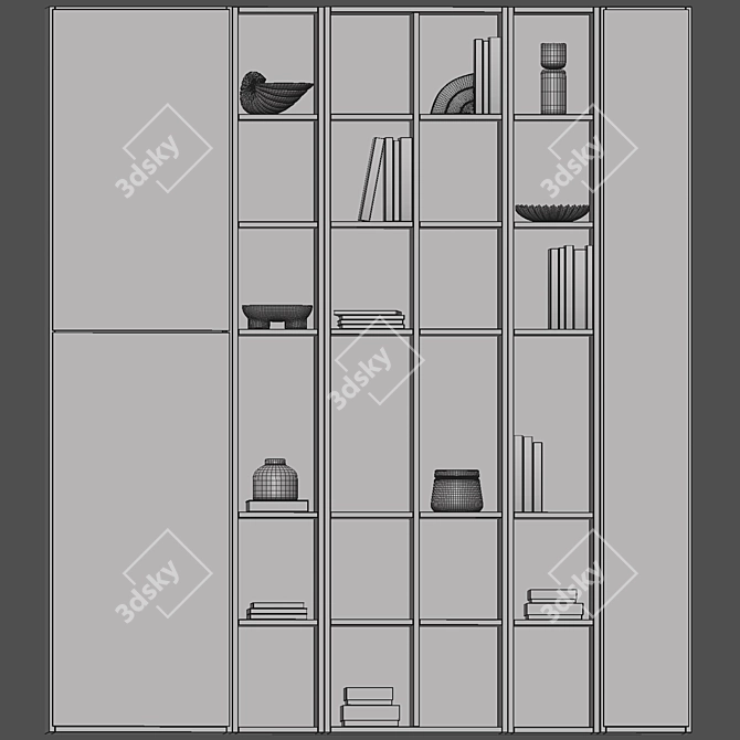 Modern Bookcase Furniture Unit 3D model image 4