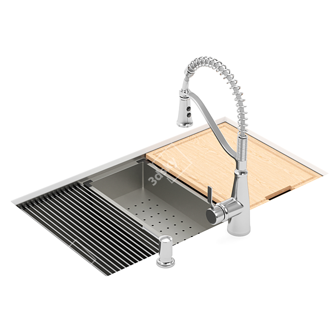 1800 Series Stainless Steel Single Bowl Sink 3D model image 3