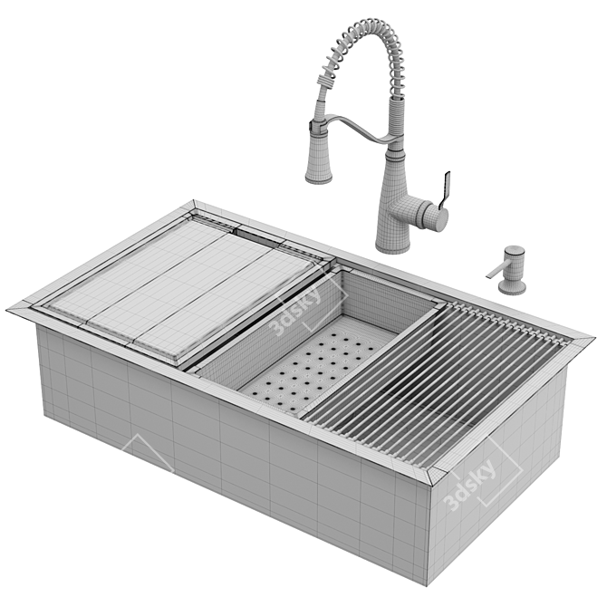 1800 Series Stainless Steel Single Bowl Sink 3D model image 7