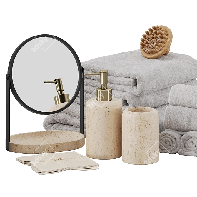 Zara Home Beige Marble Accessories 3D model image 2