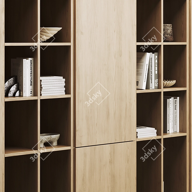 Modern Bookcase Furniture with UV Mapping 3D model image 2