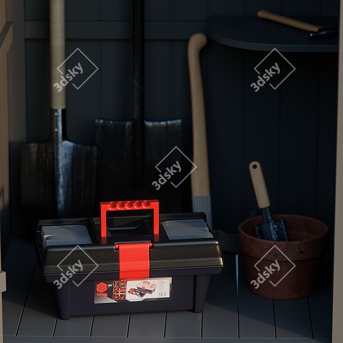 Garden Tools Storage Solution 3D model image 4