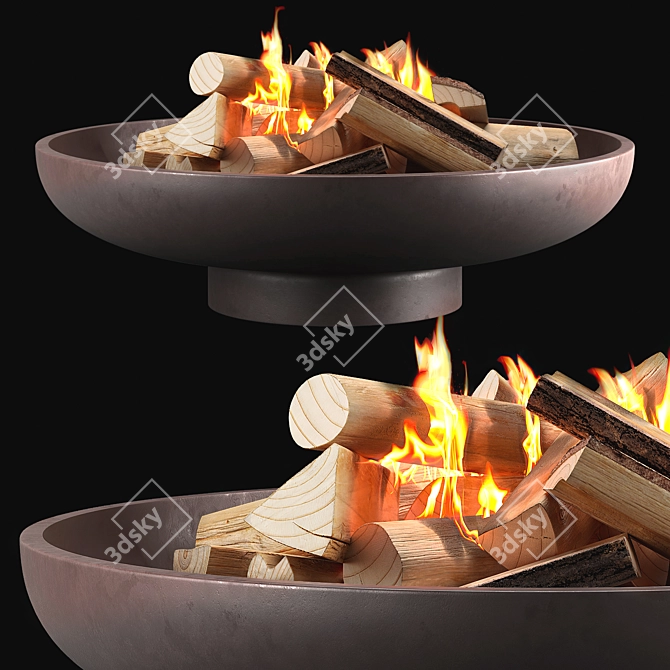 Modern Cement Fire Pit - 3Ds Max Model 3D model image 1