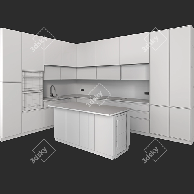 Modern Kitchen 3D Model Kit 3D model image 6