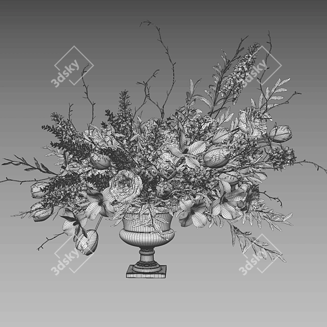 Delicate Flower Set Tulip Carnation 3D model image 7