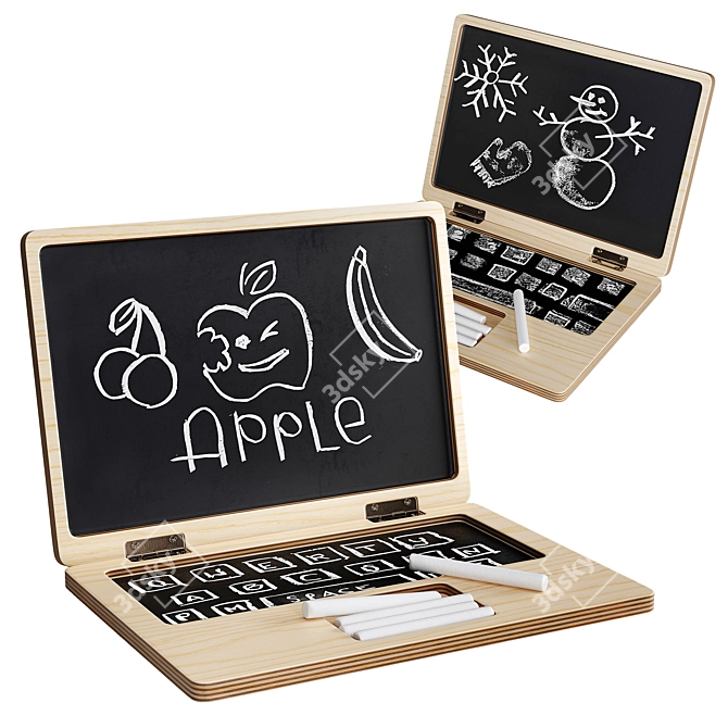 Creative Kids Chalkboard Laptop Toy 3D model image 1