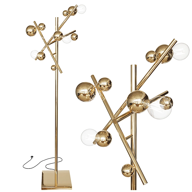 Modern Brass Floor Lamp Galactic 3D model image 1