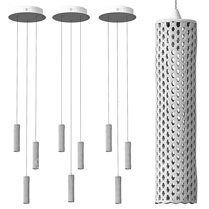 Sleek Modern Mod Tube Pendant 3D model image 3