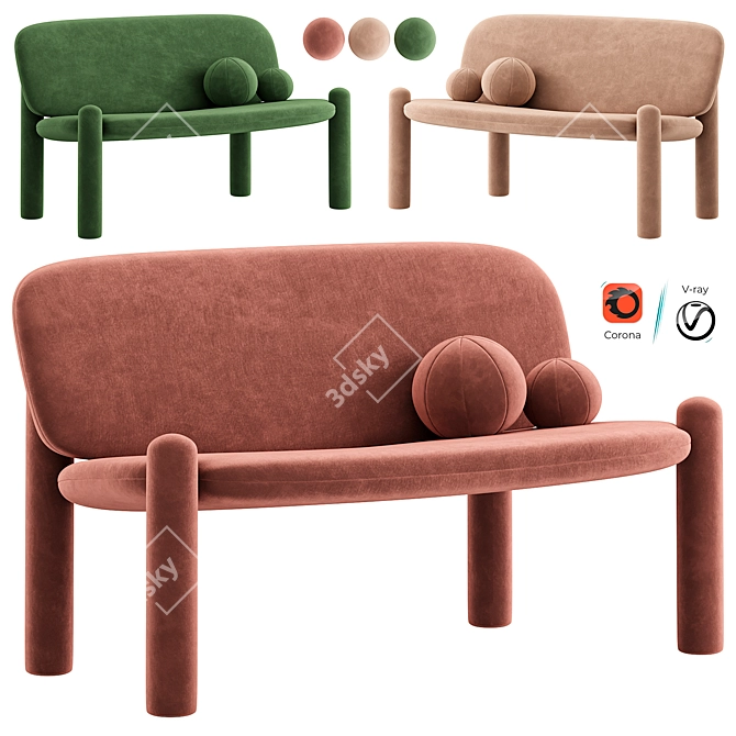 Stylish Tottori Sofa by Driade 3D model image 1