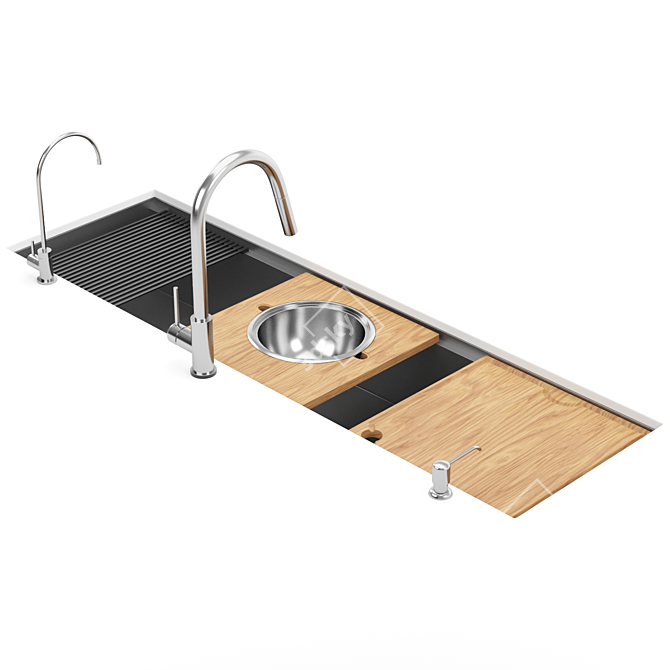 Stainless Steel Kitchen Sink Kit 3D model image 3