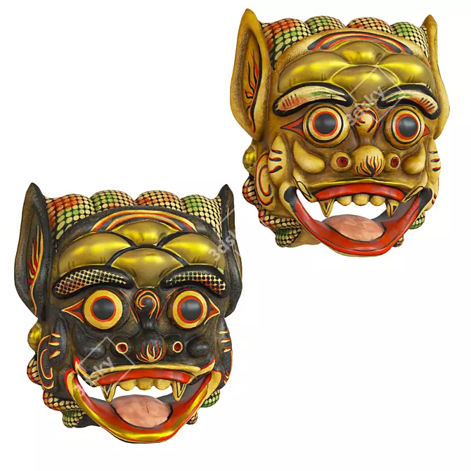 Ethnic Balinese Barong Mask 3D model image 1