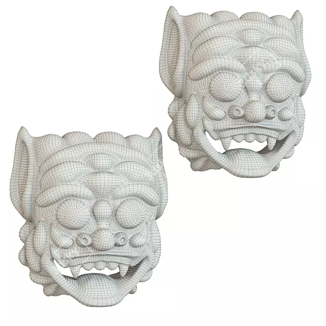 Ethnic Balinese Barong Mask 3D model image 2