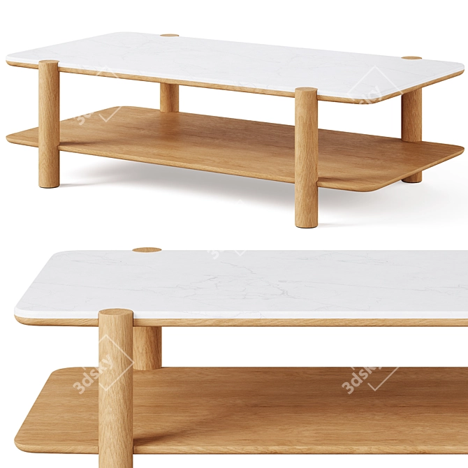 Ambre Coffee Table Oak & Marble 3D model image 1