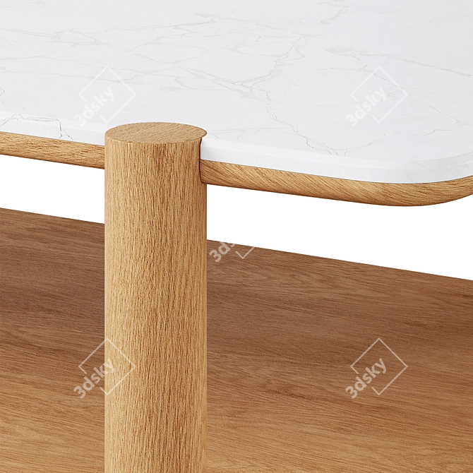 Ambre Coffee Table Oak & Marble 3D model image 3