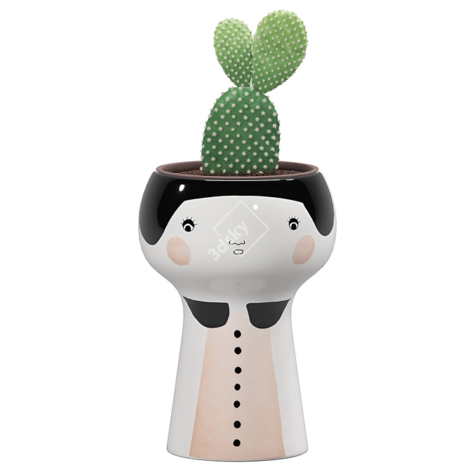 Plant Inspired Ceramic Pots Collection 3D model image 4